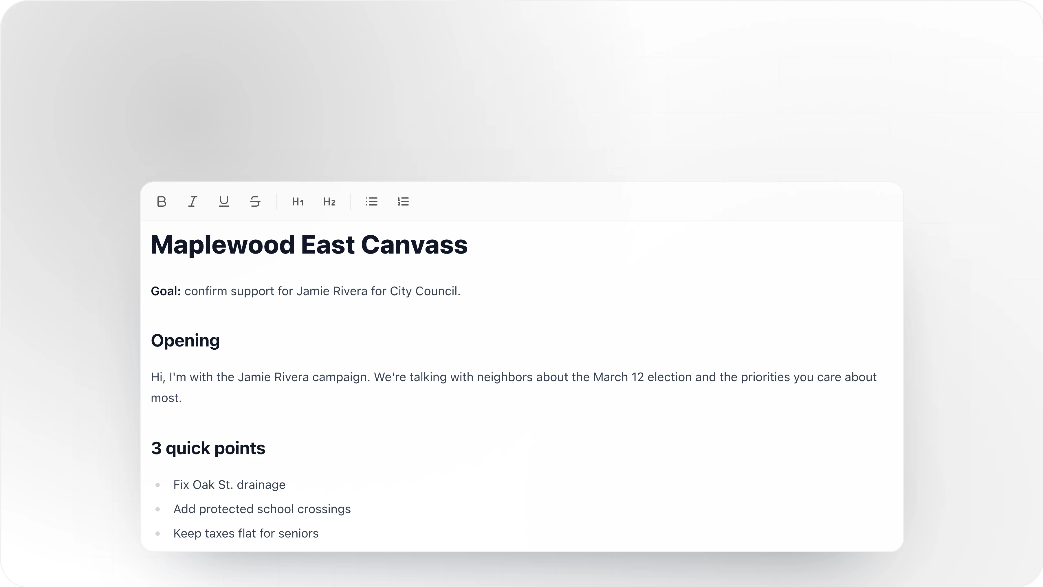 Canvassing Scripts, Voter Notes & Flexible Exports