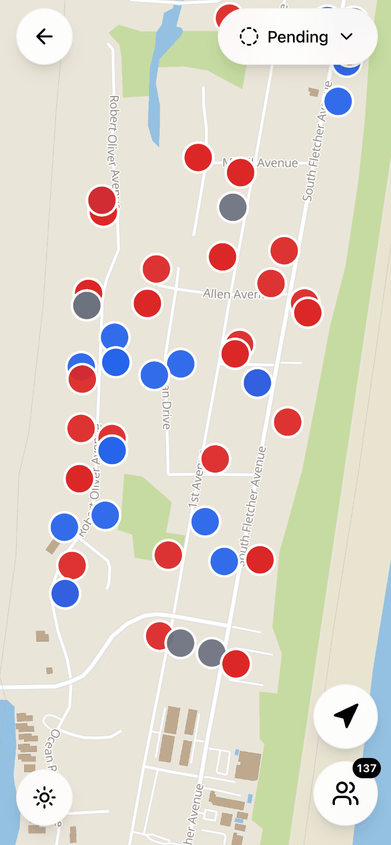Walk packet map view in the Neurelect canvassing tool