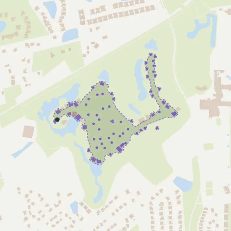 A suggested walk through the streets around Regatta Drive, bounded by the ponds on either side
